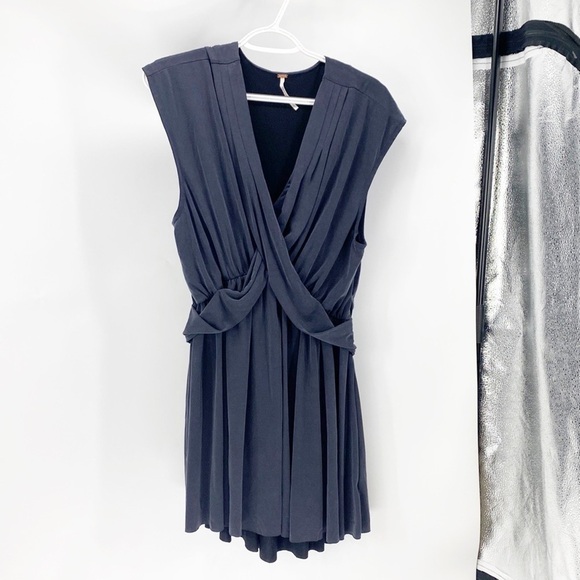 Free People Criss Cross Dress casual comfy summer mini minimalist grey - Picture 2 of 8